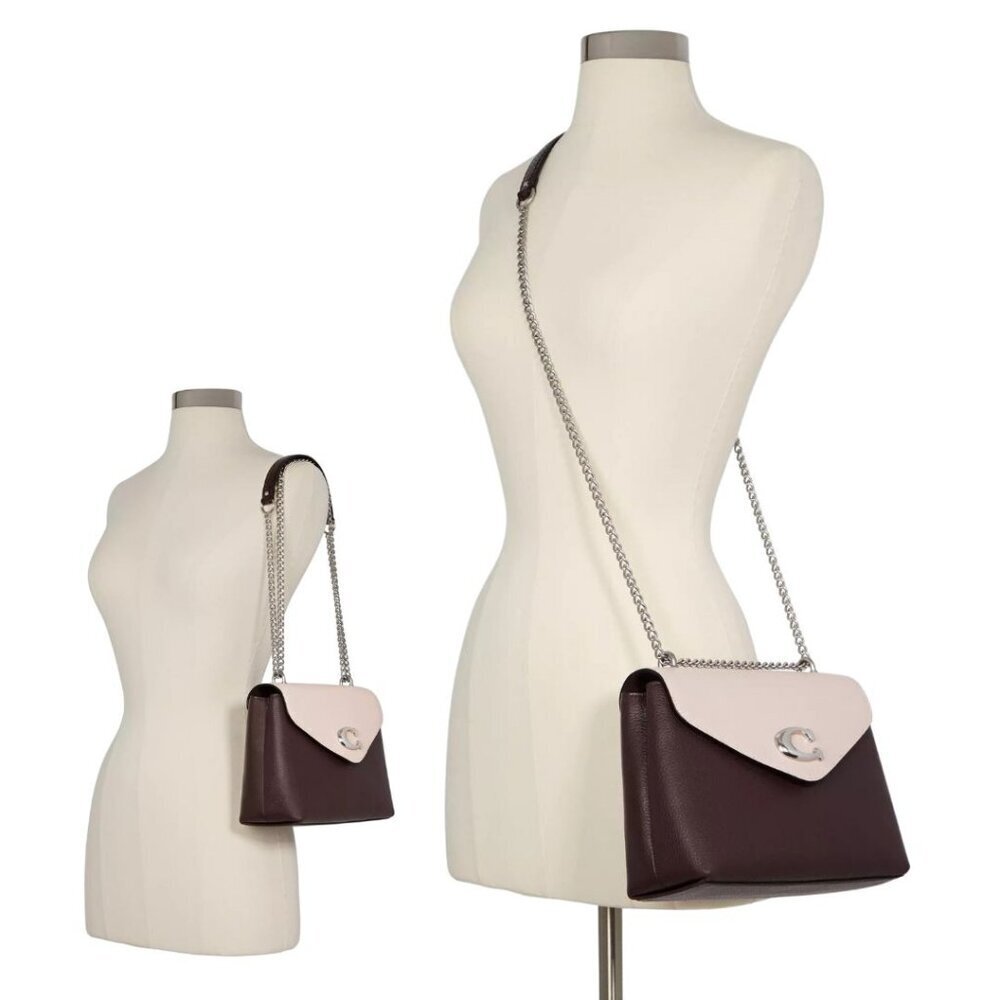 Coach Two-Tone Leather Shoulder Bag in Plum and Light Pink